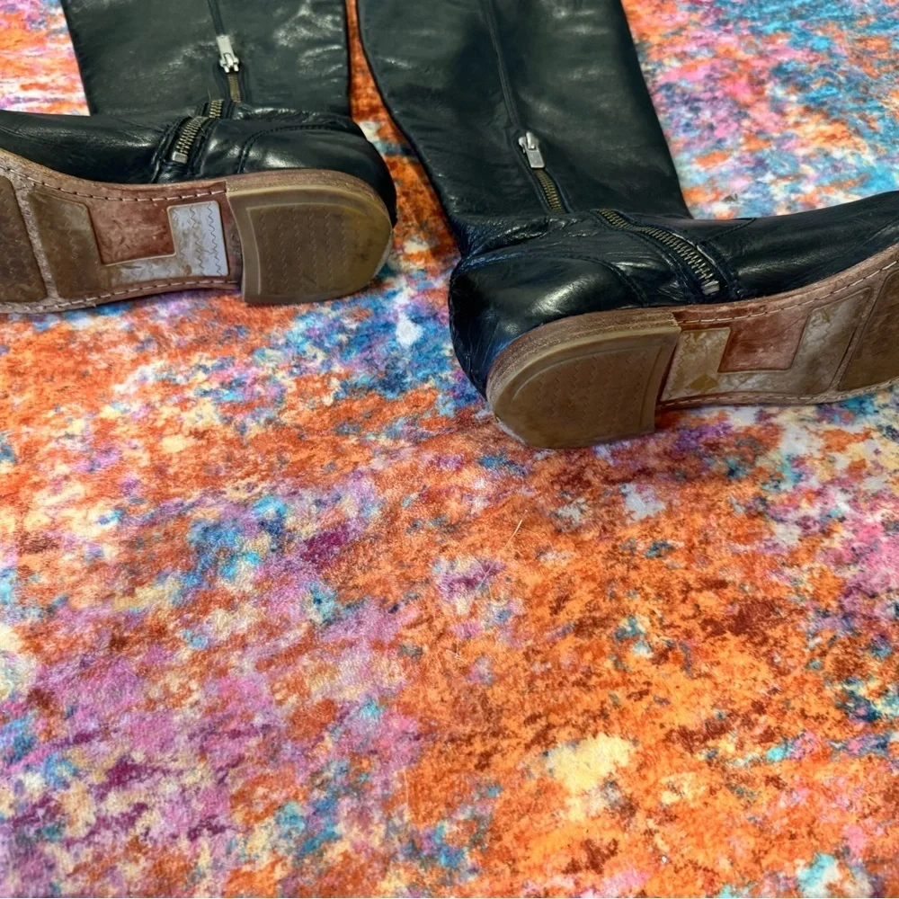 Frye Jillian Black Leather Knee-High Boots | Women’s Size 9 | Side Zip Riding